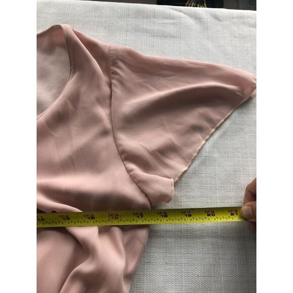 Show Me Your MuMu Michelle Flutter Sleeve Maxi Dress Chiffon Size S Pale Pink - Picture 10 of 11